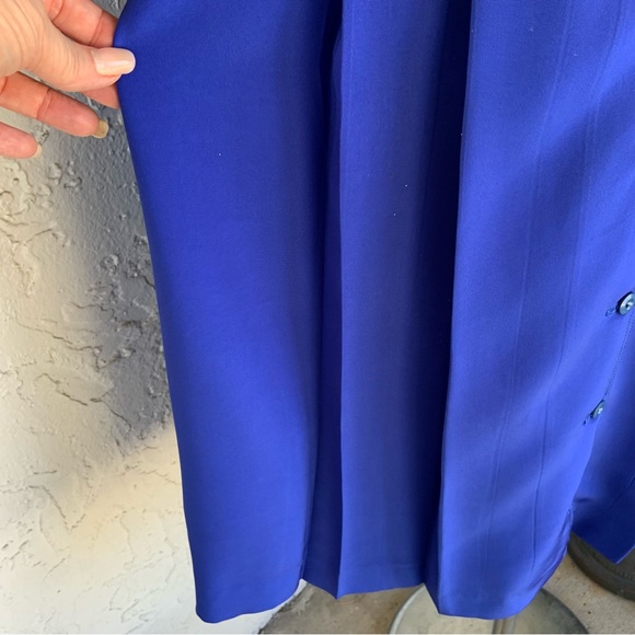 VTG 80s UK Chic Azure Blue Elegance-Belted, Button-backed WALLIS EXCLUSIVE - Picture 6 of 9